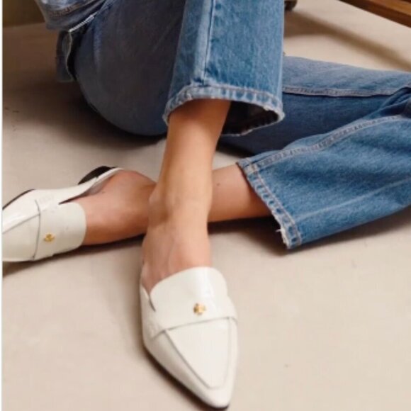 NWT! NEW! Tory Burch Pointed Backless Loafer Patent Leather Women US 7.5 Petunia - Picture 11 of 14